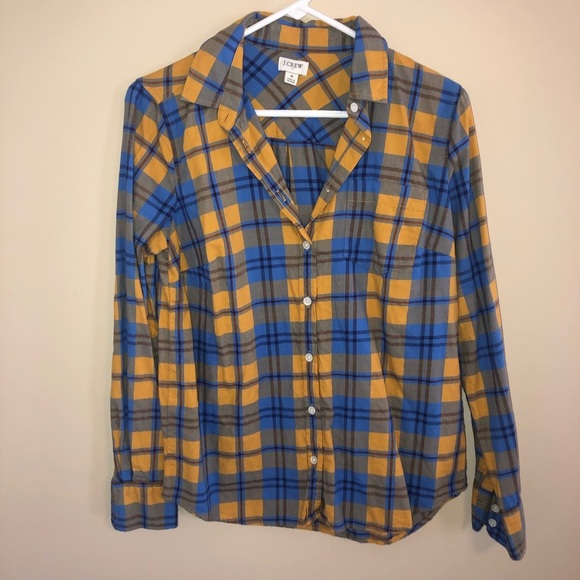 J Crew Factory Plaid Button Up Boy Fit Flannel - Picture 2 of 4